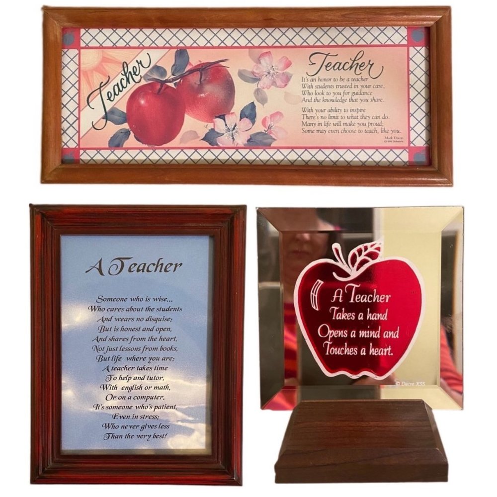 3 Teacher Gifts: Poems Etched in Glass or Framed
